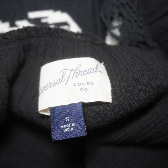 Universal Thread Women's Black Balloon Sleeve lace trim Tiered Dress Size Small - Picture 7 of 7